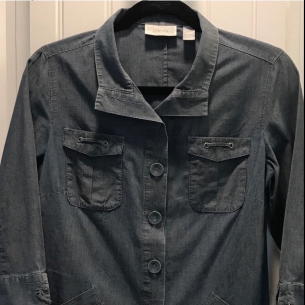Chico’s‎ Chambray jacket. Size 0.